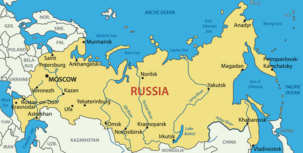 Russland Großstädte Karte